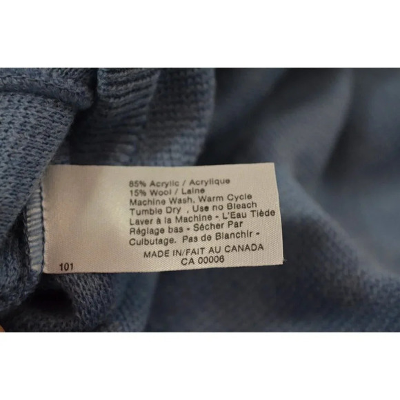 Warren  Knit Mens Large V-Neck Sweater 1980s NWT Cluett Canada Wool Blend Blue - Picture 11 of 11